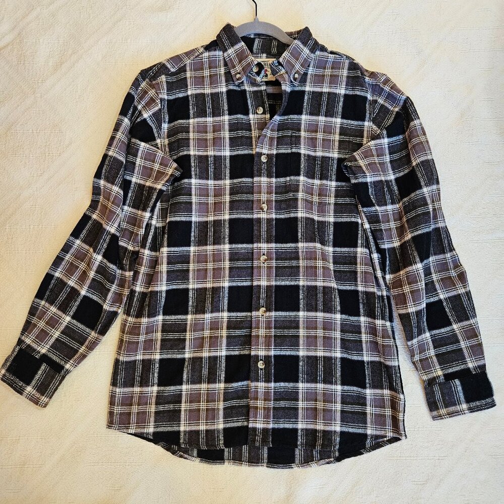 RedHead Brand Co. Mens Medium Flannel Button up Shirt Tan and Black